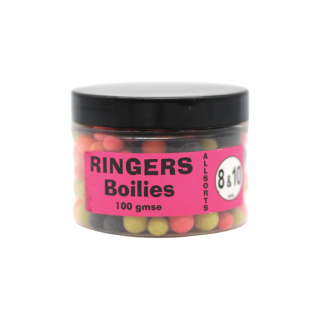 Ringers Boilies & Pop-Ups – Allsorts Match Boilies 8mm & 10mm - 100g — product packaging.