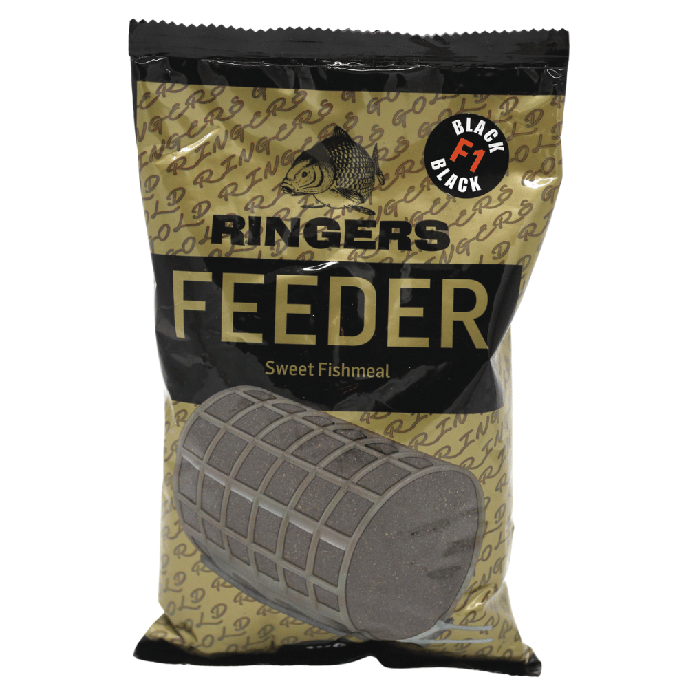 Ringers Premium Groundbaits – F1 Feeder Mix Black 1kg Ringers Premium Groundbaits – F1 Feeder Mix Black 1kg — product packaging.