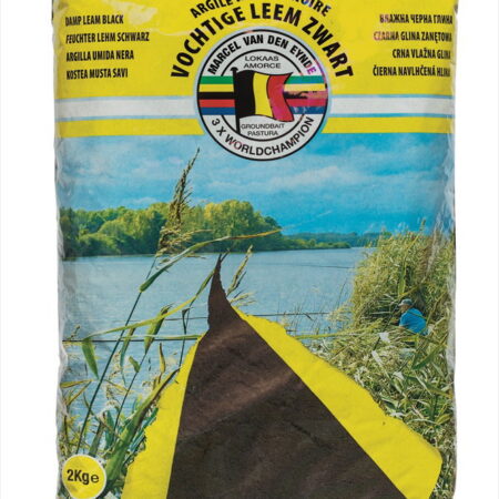 Marcel Van Den Eynde Groundbait Additives & Leems 2kg – Black Riddled — product packaging.