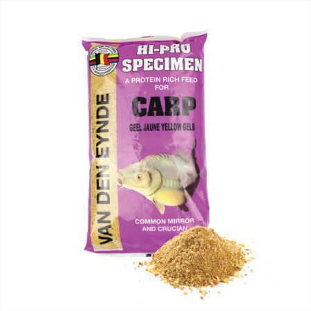 Marcel Van Den Eynde Specialist Groundbaits 1kg – Hi-Pro Carp Yellow — product packaging.