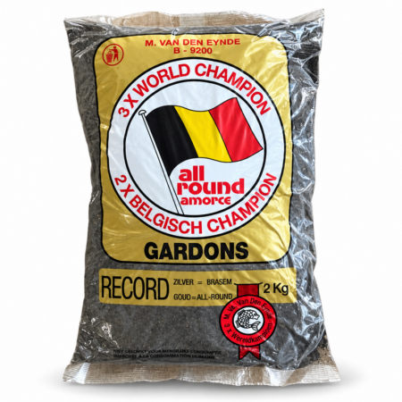 Van Den Eynde Record Gold Black Groundbait 2kg — product packaging.