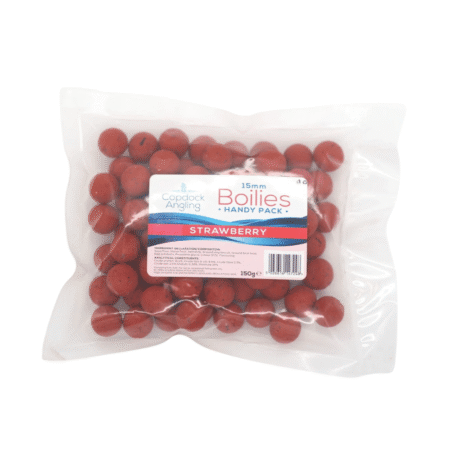 Copdock Angling Boilies Handy Packs 15mm 150g — Strawberry — labelled product packaging.