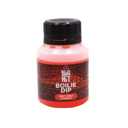 Crafty Catcher Big Hit Boilie Dips 125ml — Spicy Krill & Garlic — labelled product packaging.