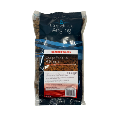 Copdock Angling Carp Pellets 900g — 8.5mm — labelled product packaging.