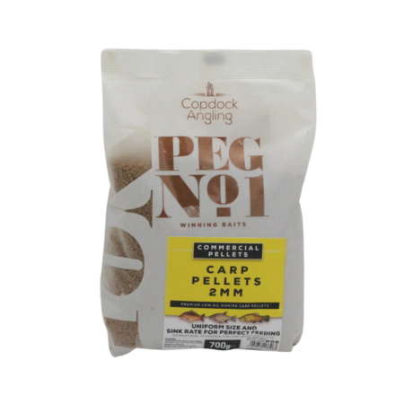 Peg No.1 Carp Pellets 700g — 2mm — labelled product packaging.